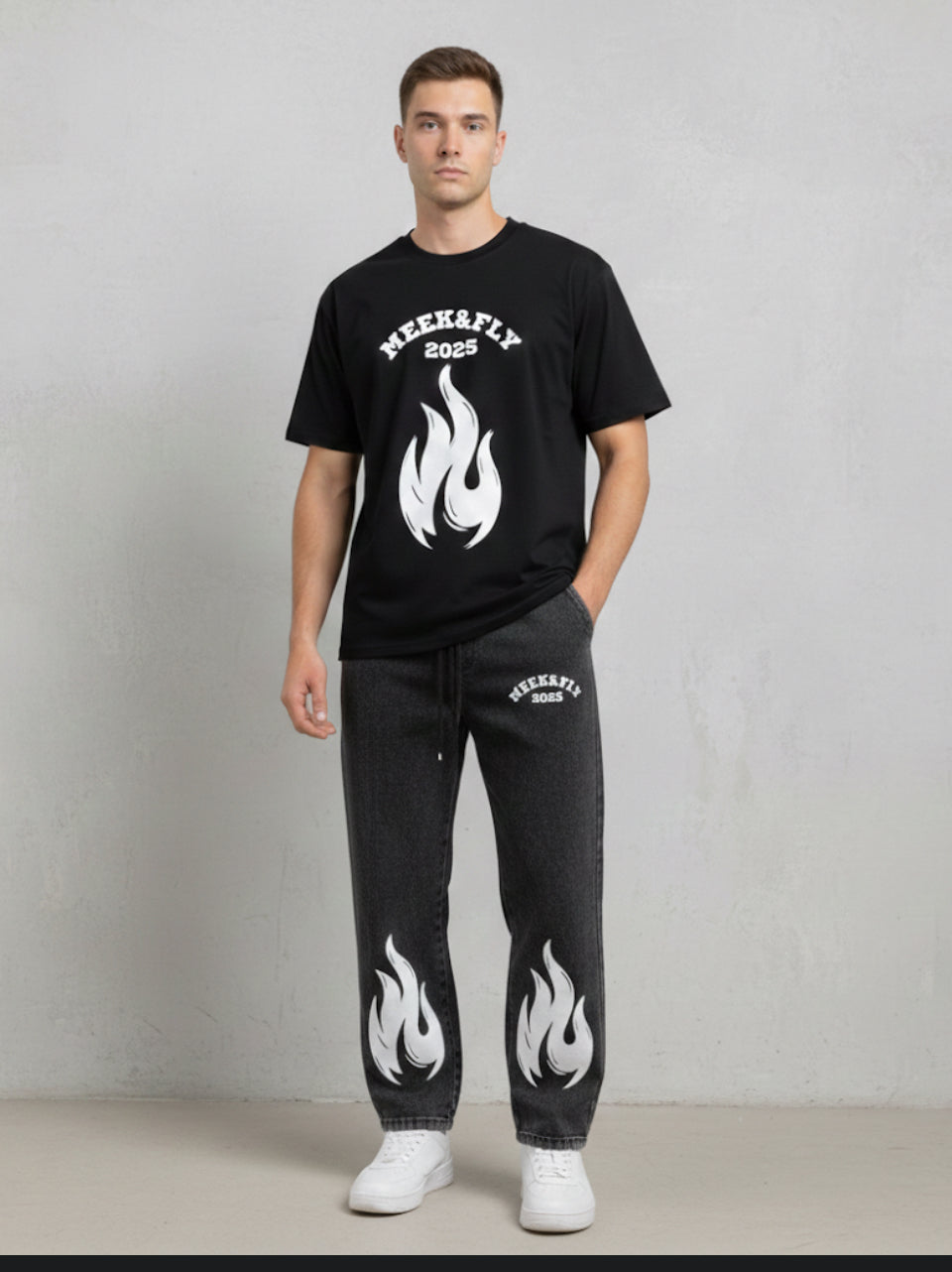 Snow Wash Drawstring Cotton Pants