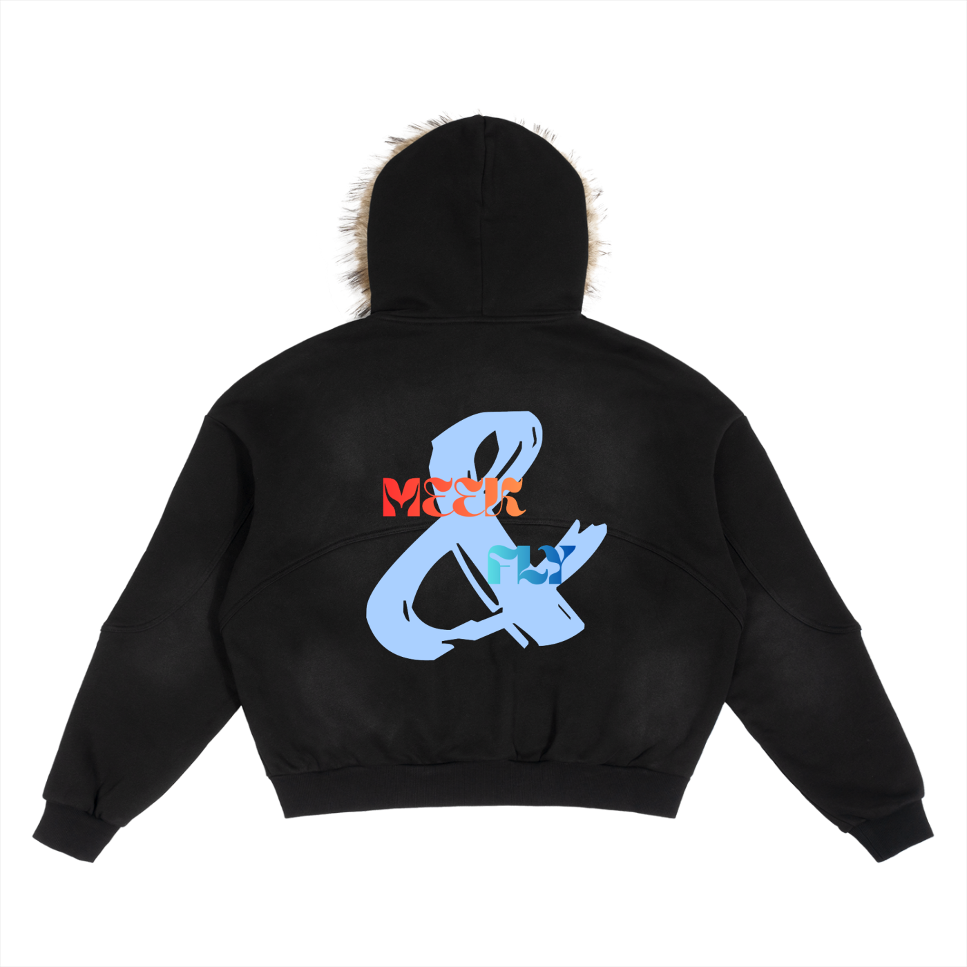 Sun Fade Boxy Detachable Fur Hoodie