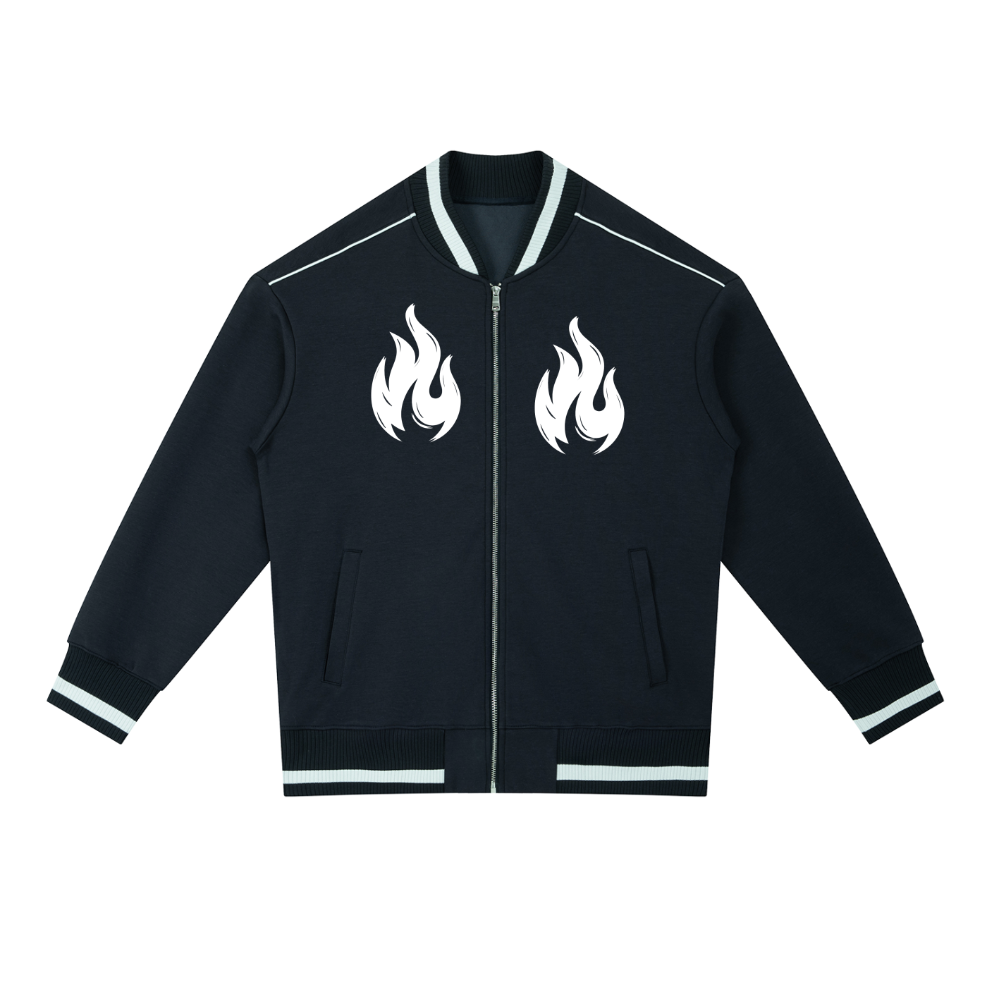 Contrast Piping Zip Bomber Jacket