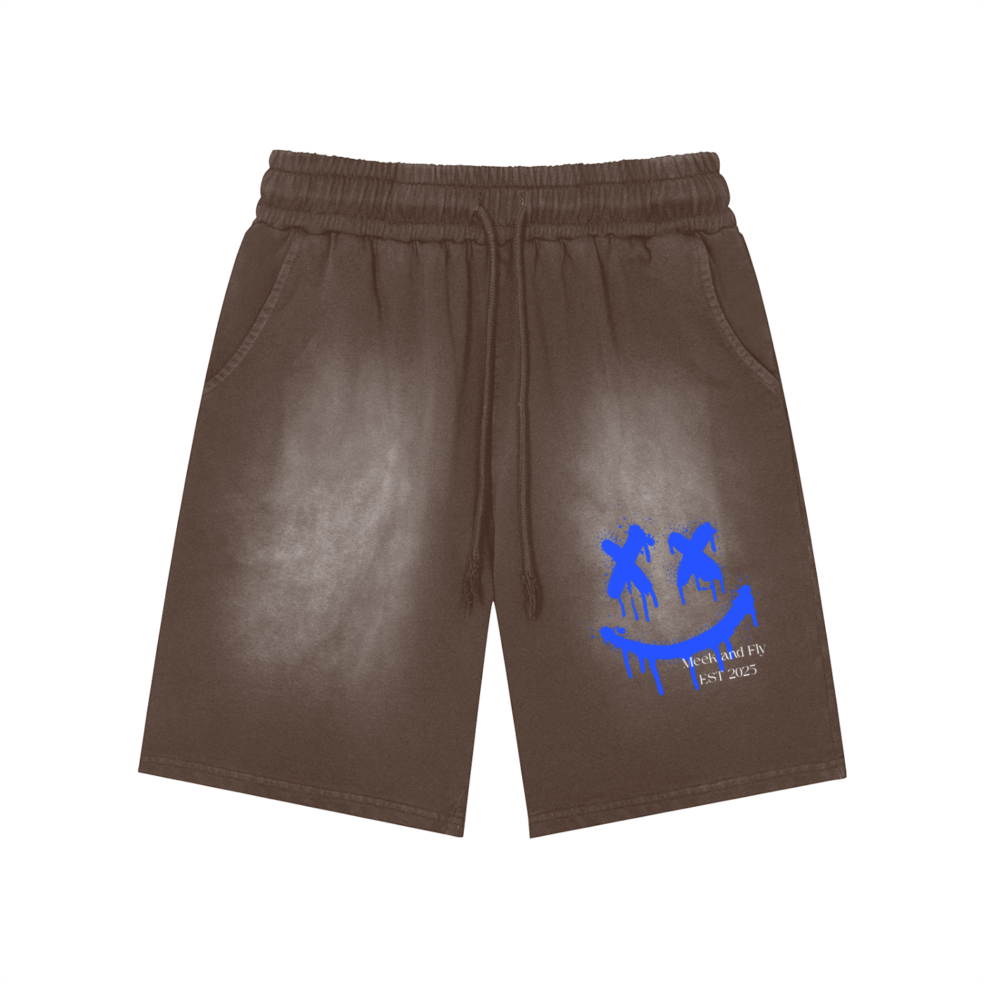 Rectangle Patch Monkey Washed Shorts