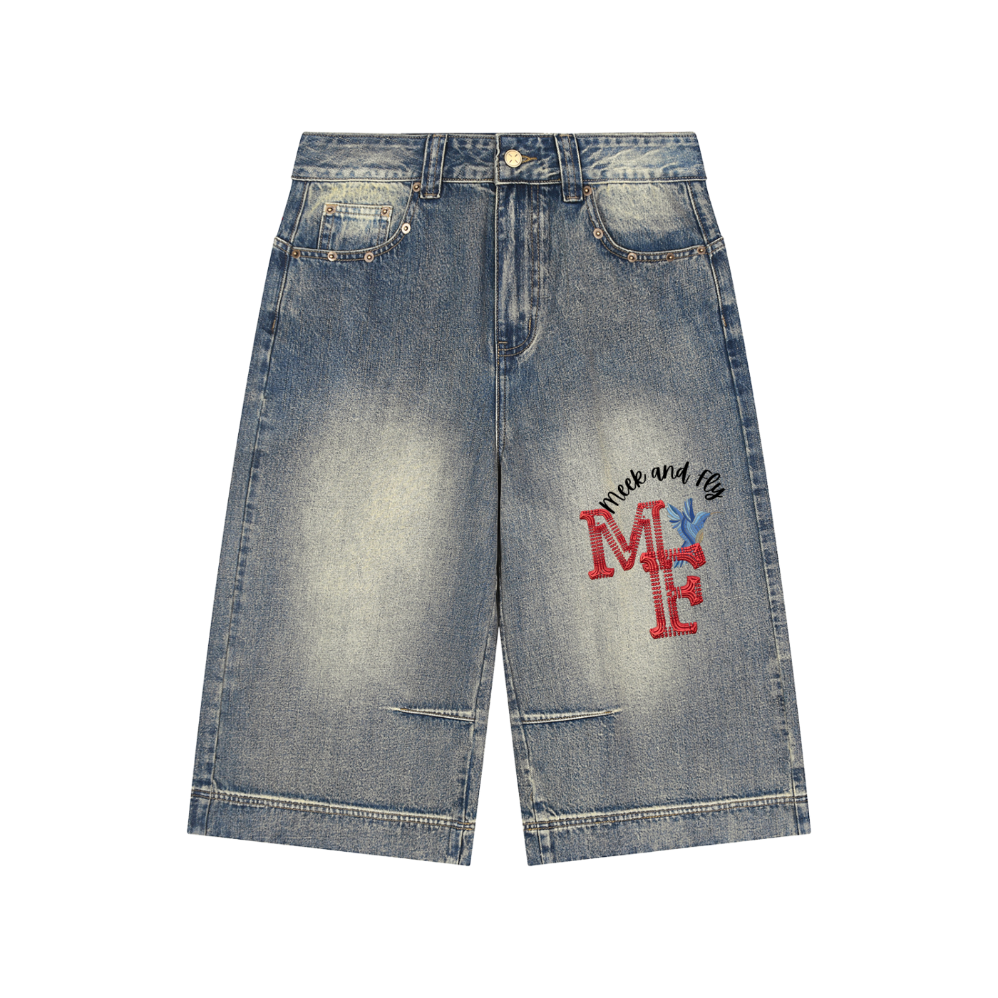 Vintage Wash Baggy Denim Shorts