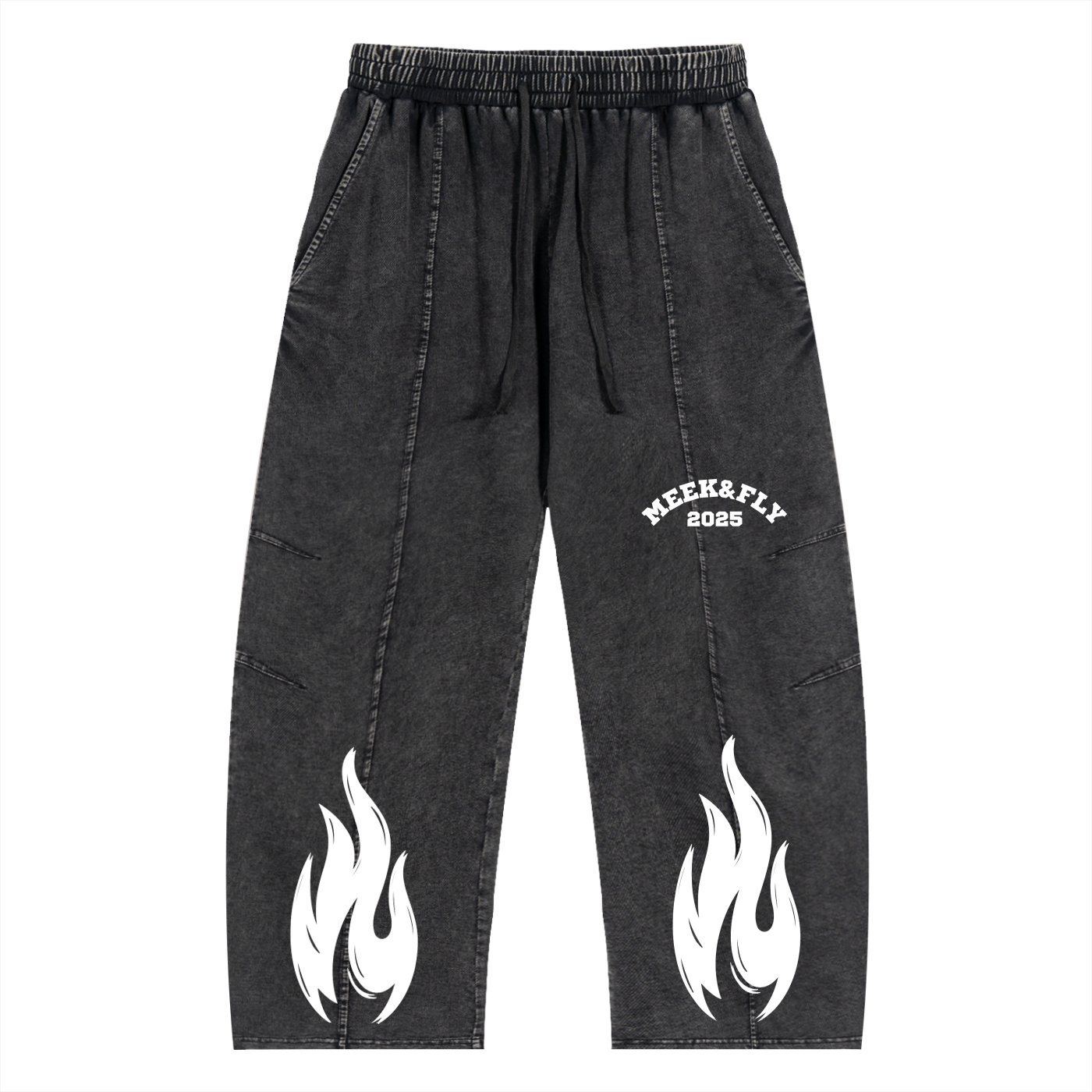 Snow Wash Drawstring Cotton Pants