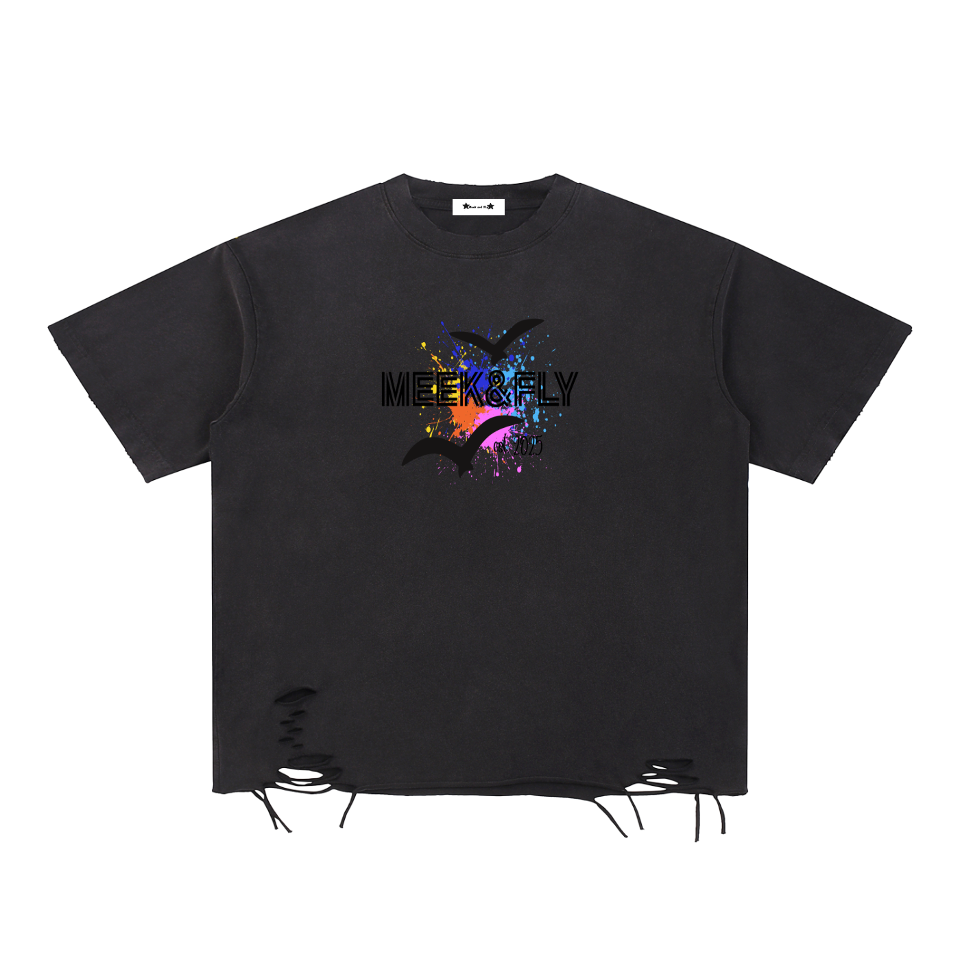 Meek & Fly Snow Washed Raw-Hem T-Shirt