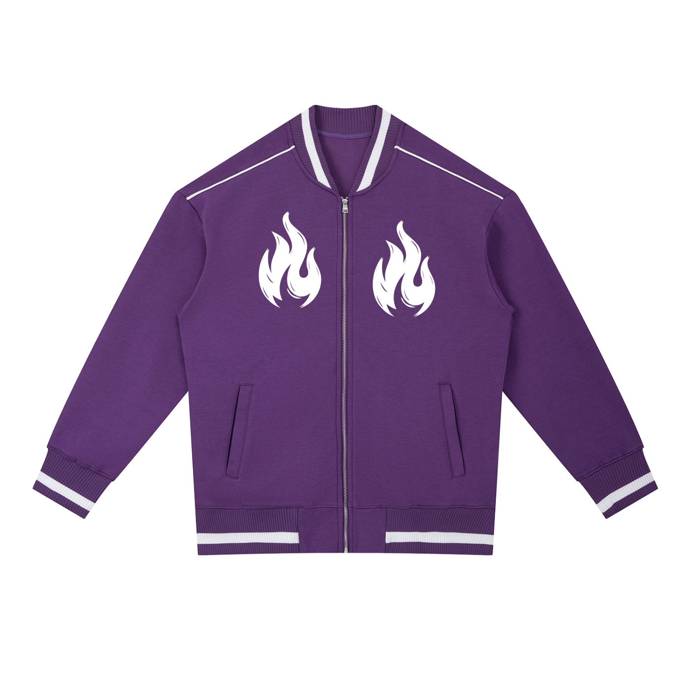 Contrast Piping Zip Bomber Jacket