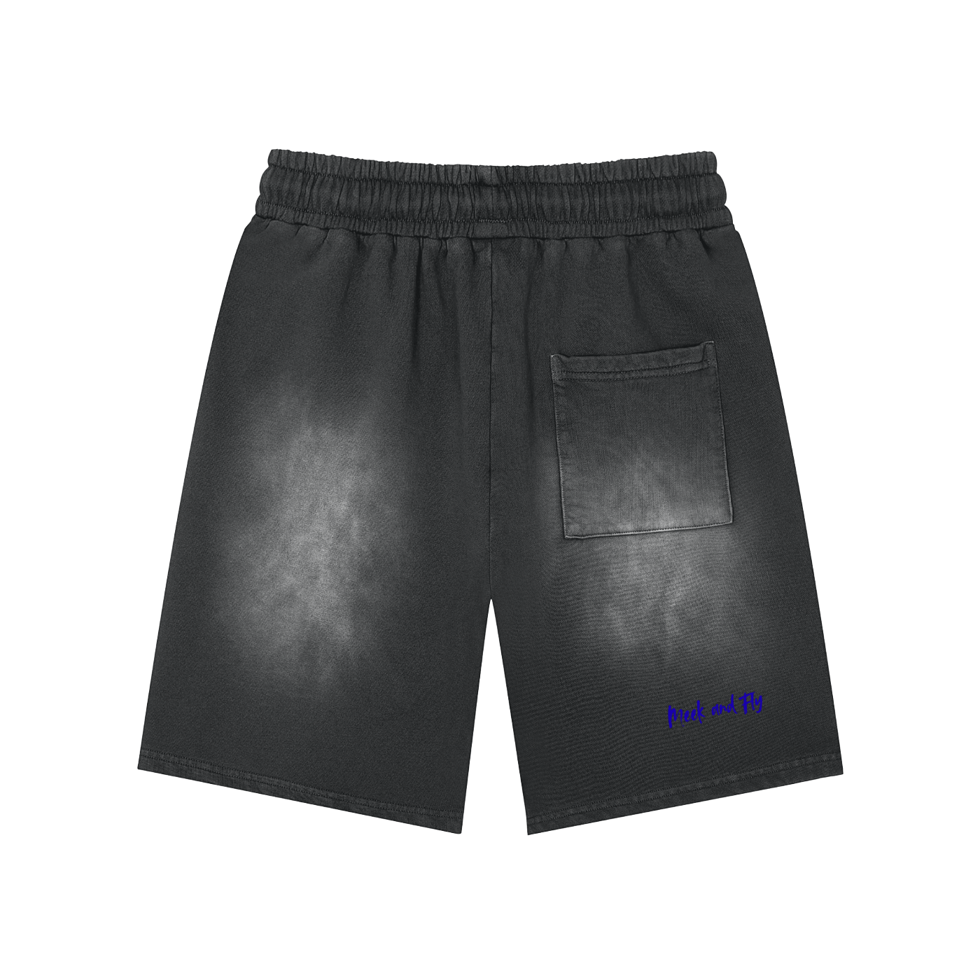 Rectangle Patch Monkey Washed Shorts