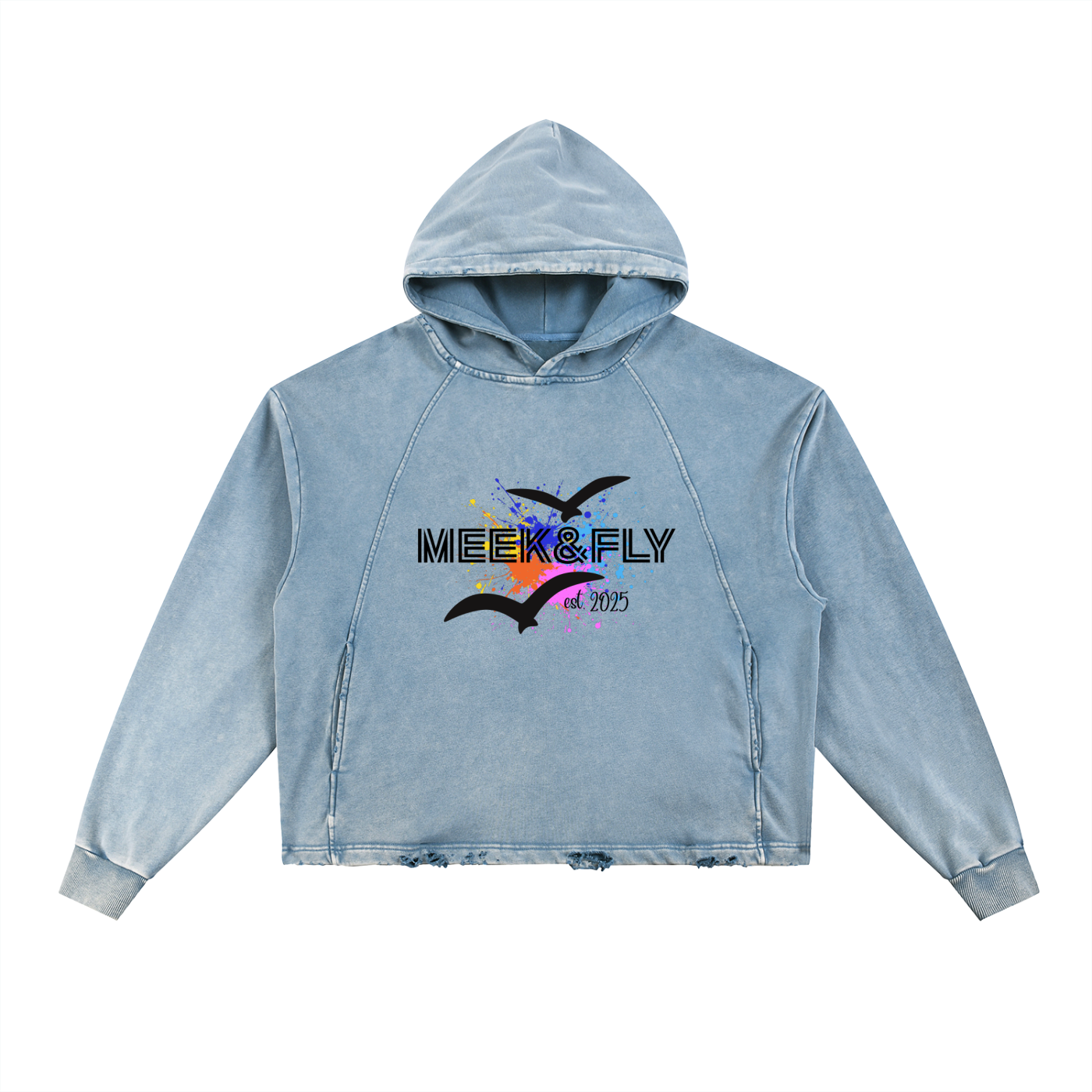 Meek & Fly Frayed-Hem Hoodie