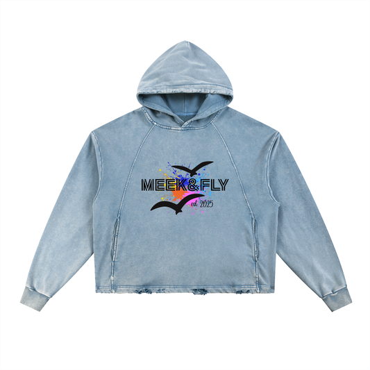 Meek & Fly Frayed-Hem Hoodie
