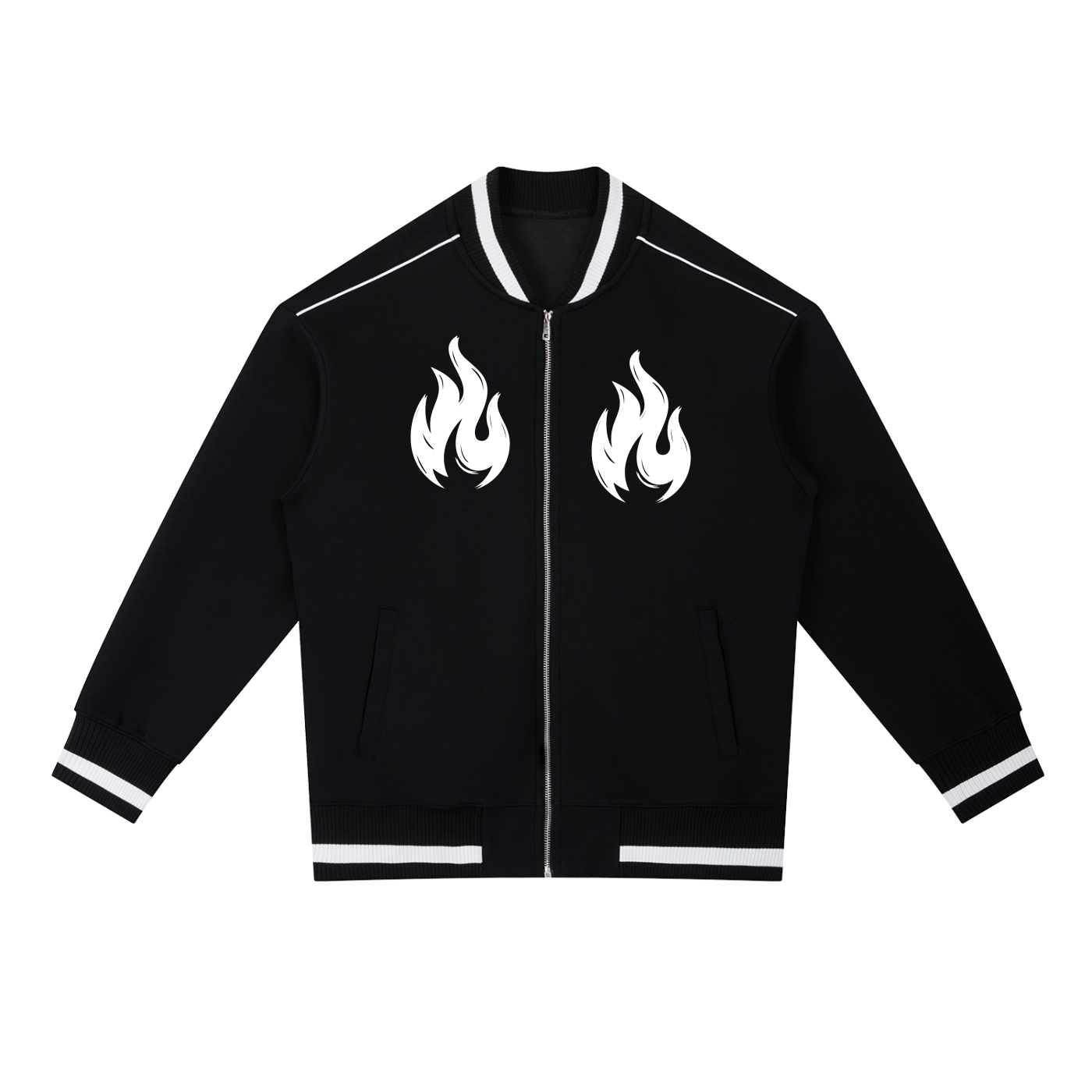 Contrast Piping Zip Bomber Jacket