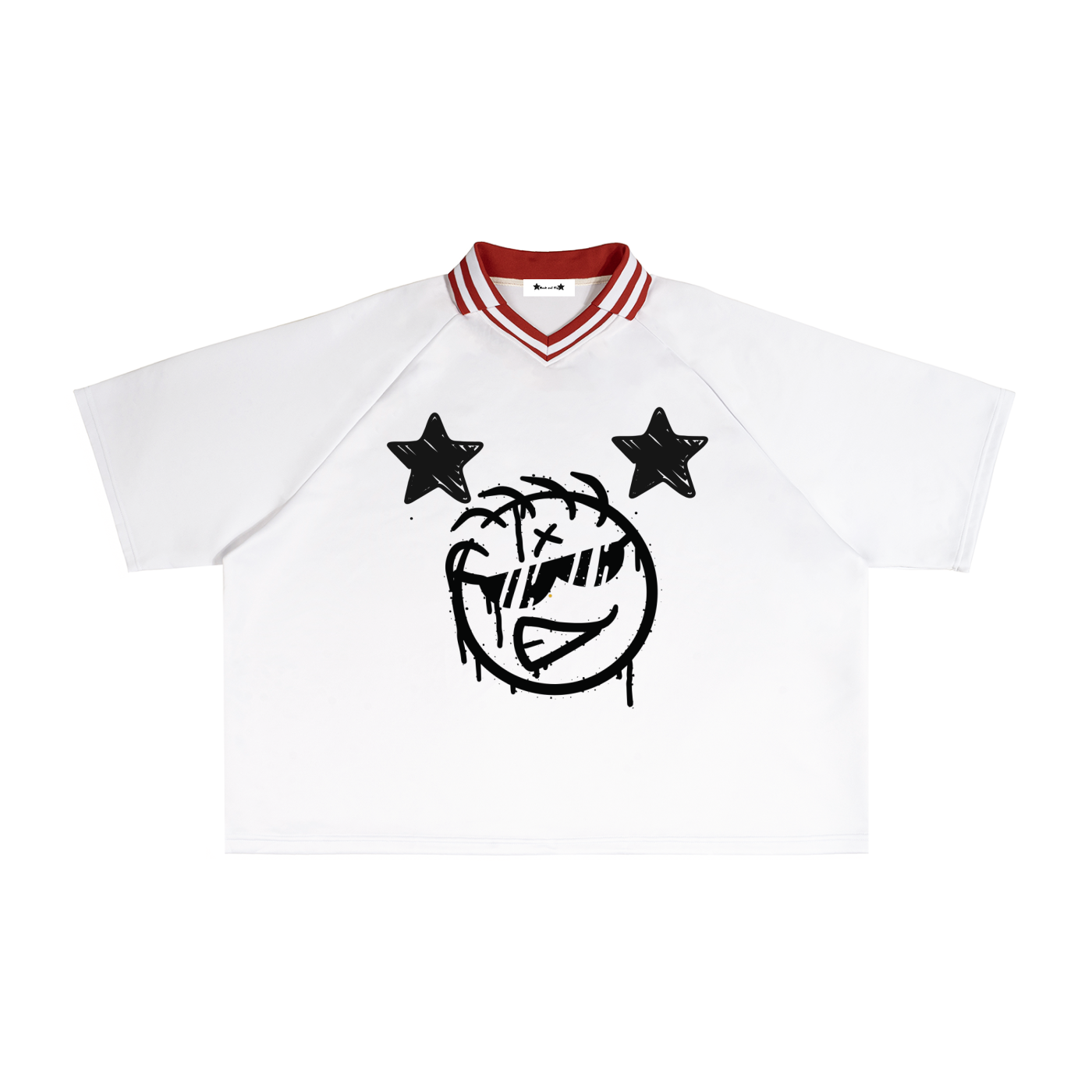 Contrast Lapel Collar Boxy T-Shirt